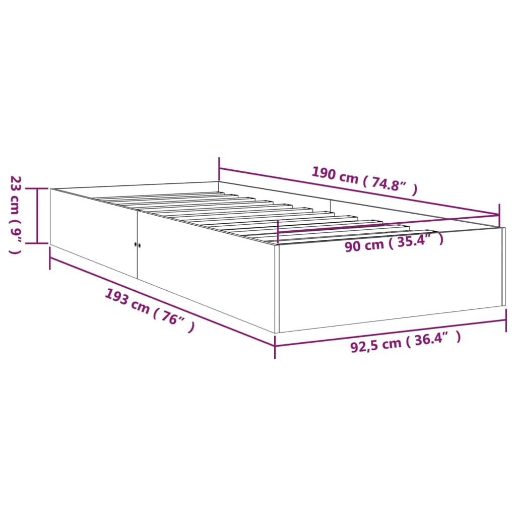 Cadru De Pat Singur 3FT VidaXL Alb 90x190 Cm Lemn Masiv EMAG ro cadru-de-pat-singur-3ft-vidaxl-alb-90x190-cm-lemn-masiv-emag-ro