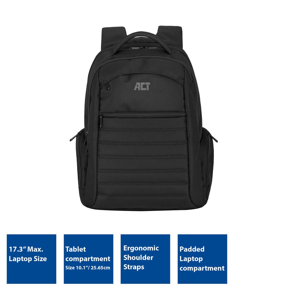 Rucsac pentru laptop ACT AC8535, pana la 17.3 inch, Negru