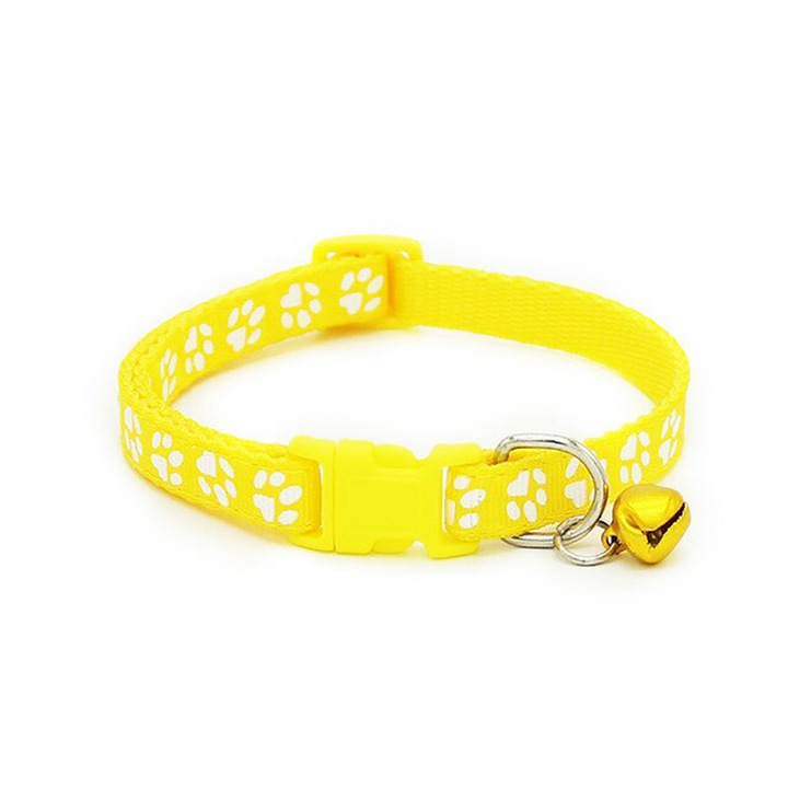 Zgarda ajustabila cu clopotel pentru caini si pisici, 18-32cm/1cm, Galben, Ropet