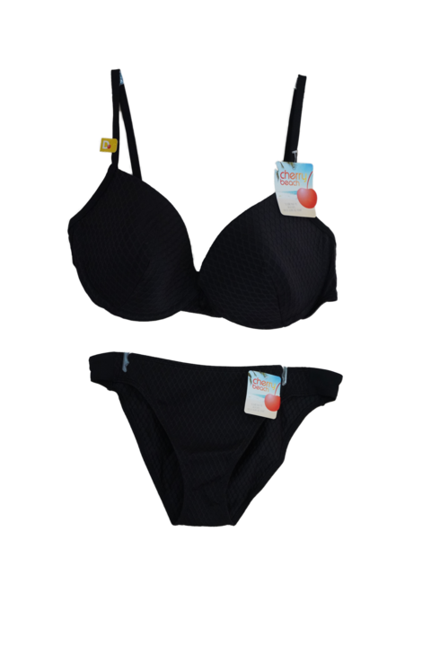 Costum de baie dama, Cherry beach, 2 piese, Negru, M