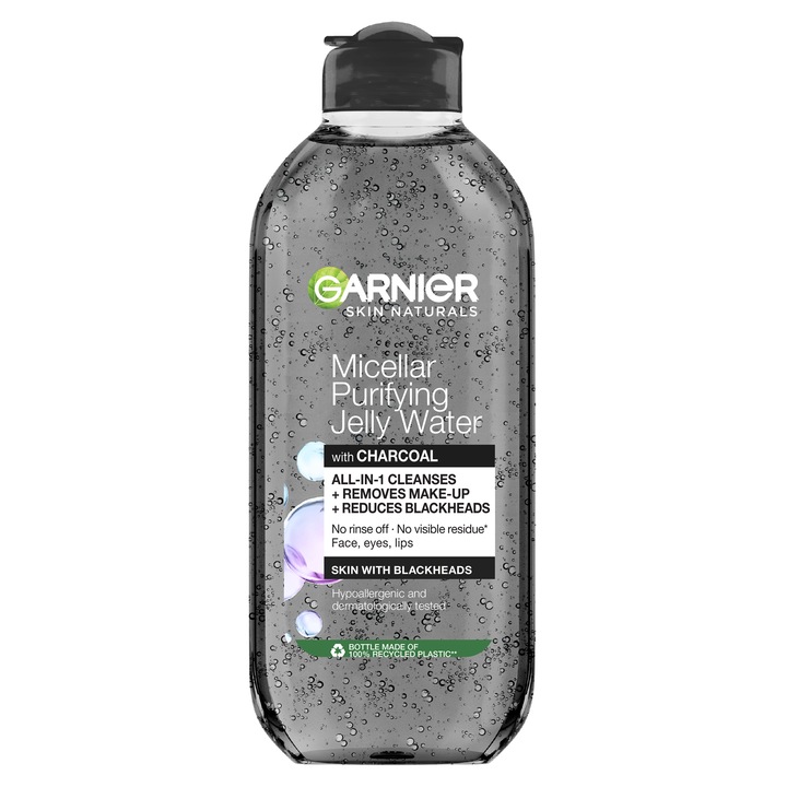 Мицеларна вода Garnier Pure Active с гелообразна текстура, обогатена със салицилова киселина и активен въглен, 400 мл