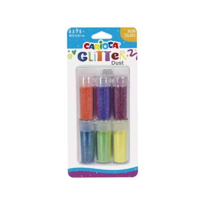 Carioca 1421359 Carioca: Glitter Dust 6db-os csillámpor szett tégelyben - Neon színek