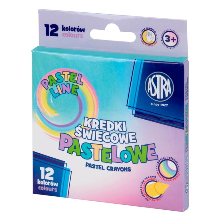 Set creioane, Astra, culori pastel, 12 buc