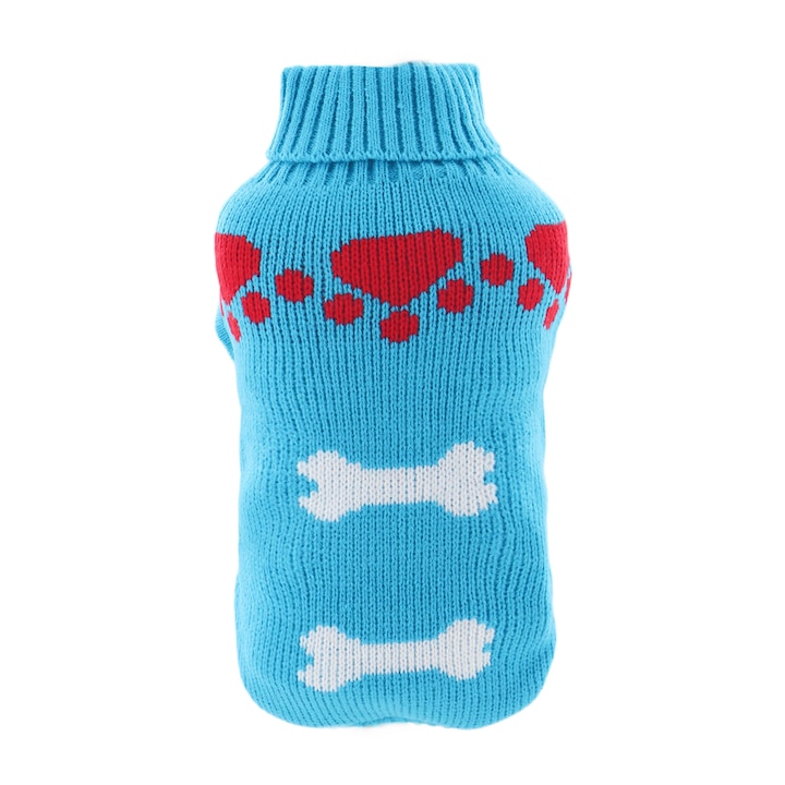 Pulover tricotat, pentru caini, XINA2203, albastru, S INTL
