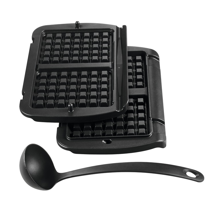 Accesoriu pentru gofre Tefal XA724810, placi antiaderente, lavabil in masina de spalat vase, compatibil cu OptiGrill+ GC712xxx, GC714xxx, GC716xxx si OptiGrill Elite GC750xxx, negru
