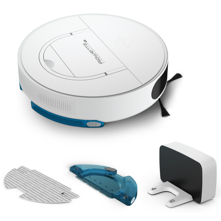 Прахосмукачка робот Rowenta X-Plorer S130 AI RR9067WH, Прахосмукачка и моп, 32W, 2700 Pa, 120 мин, 2600 mAh, 7 сензора, 4 карти, Контейнер за прах 0.5 л, Контейнер за вода 150 мл, Почистване 4 в 1, Лазерна навигация + камера, Wi-Fi, Зарядна станция, Бял