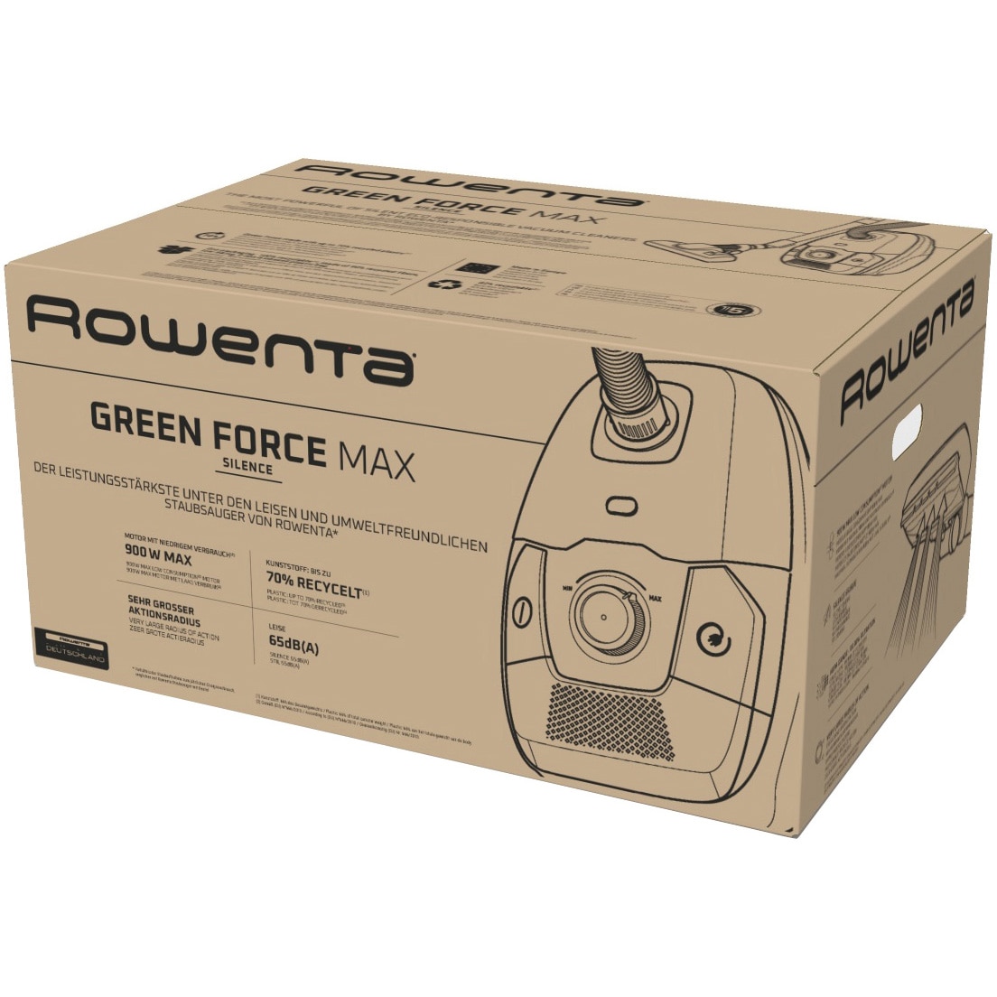 Rowenta Green Force Max RO6136 Aspirateur Silencieux avec Sac 4,5L 900W