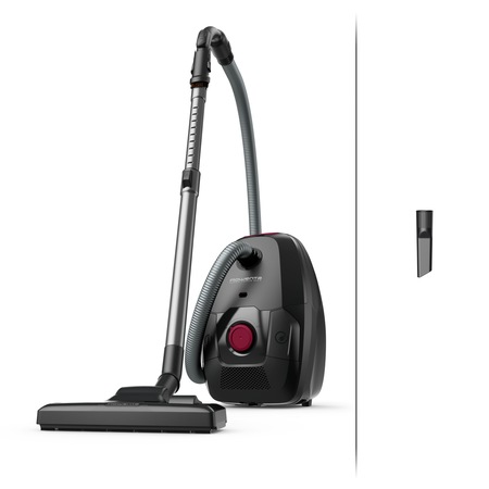 Aspirator cu sac Rowenta Green Force Max RO4933EA, 750W, 70% plastic reciclat, sac Hygiene+, lungime cablu 8.4m, recipient praf 4.5L, perie EasyBrush, Negru/ rosu