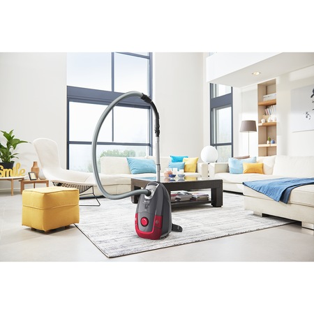 Aspirator cu sac Rowenta Power XXL RO3186EA, 4.5 L, 450 W, 3 trepte de filtrare, sac Hygiene+, lungime cablu 8.4m, recipient praf 4.5L, perie EasyBrush, Rosu/ gri