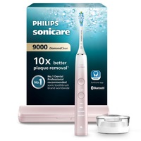 Periuta de dinti electrica Philips Sonicare DiamondClean 9000 HX9911/84, 62000 miscari/min, 4 moduri de curatare, 3 nivele intensitate, senzor presiune, functia BrushSync, aplicatie Sonicare, wireless Bluetooth, toc transport, baza de incarcare, Roz