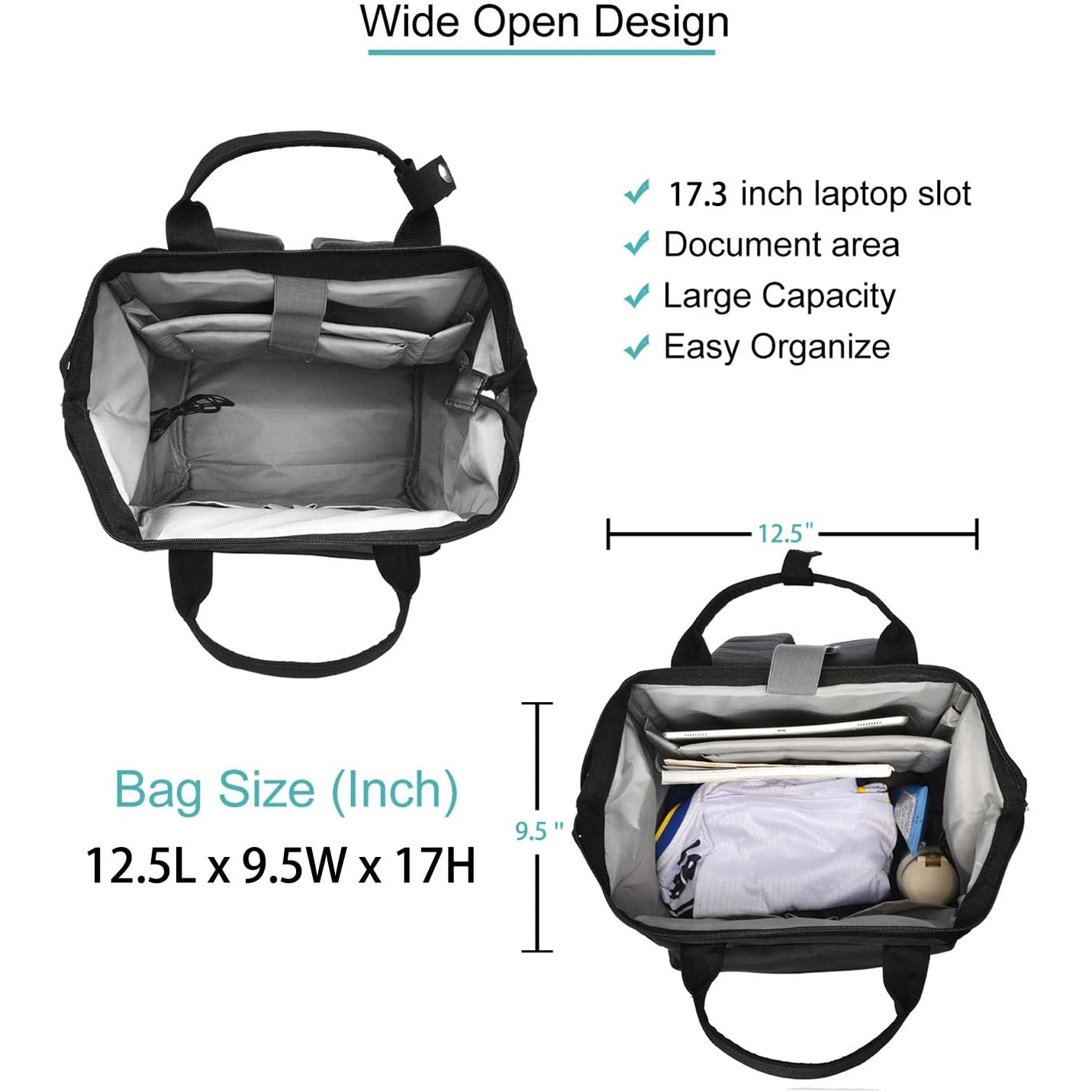 Rucsac laptop, LoKass, Nylon, 17.3'', Negru