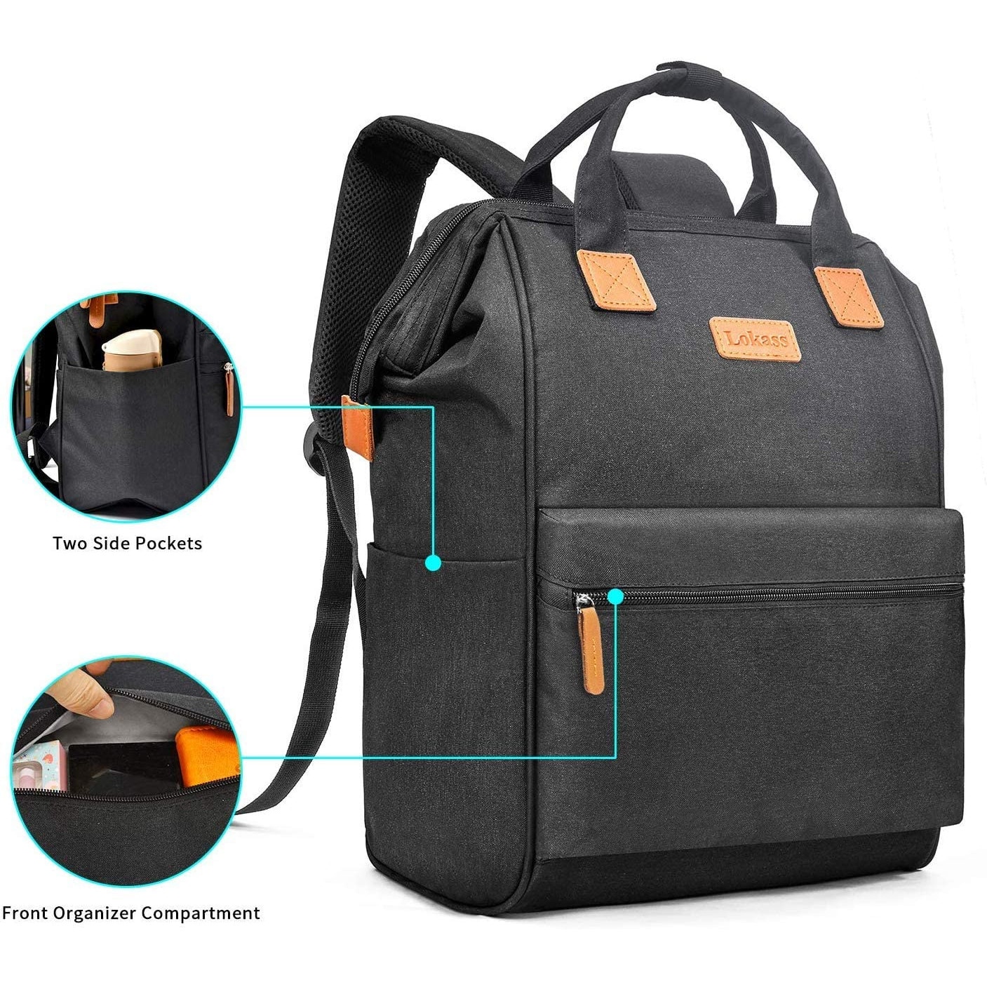 Rucsac laptop, LoKass, Nylon, 17.3'', Negru