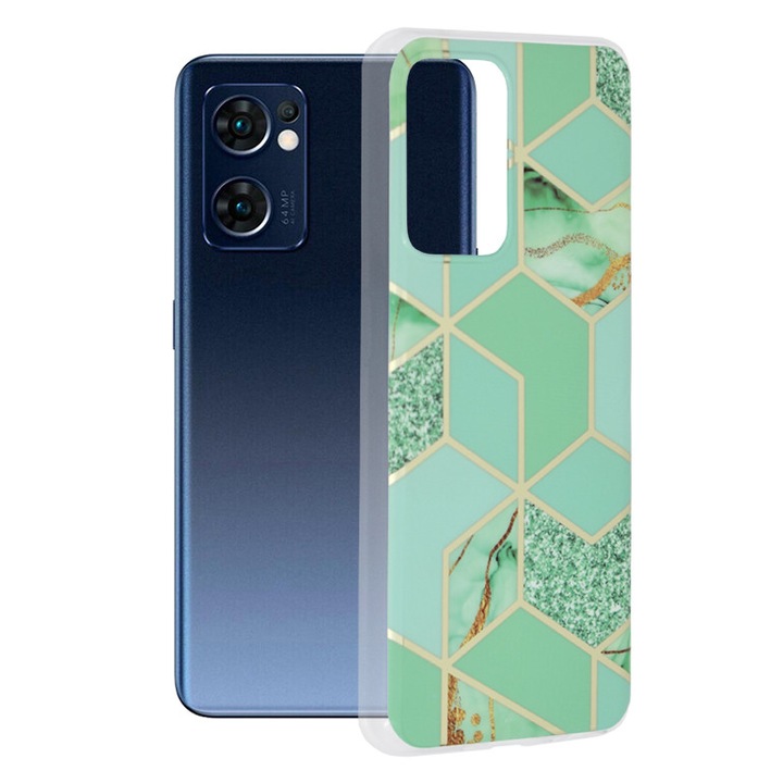 Калъф за Oppo Reno7 5G/Find X5 Lite 5G, Techsuit Marble Series, Green Hex