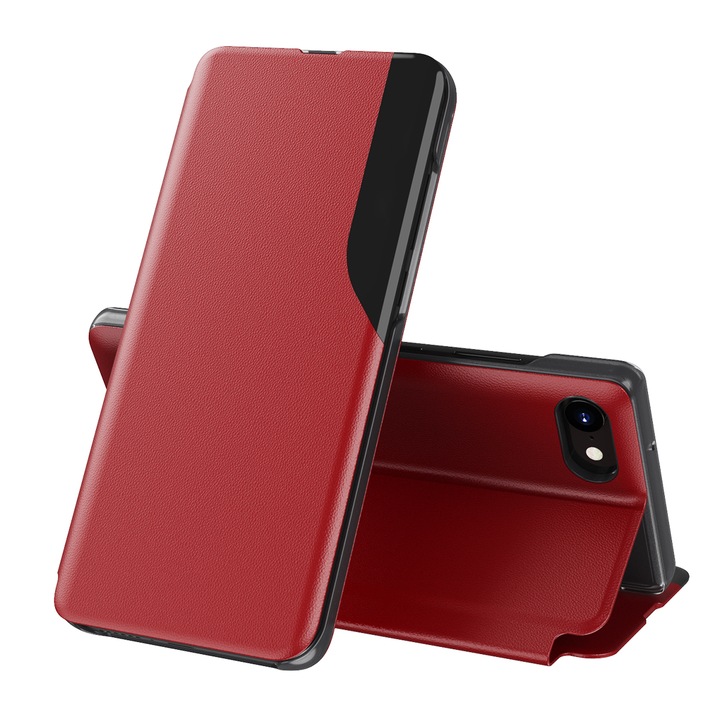 Husa pentru iPhone 6/6s/7/8/SE 2, SE 2020/SE 3, SE 2022, Piele ecologica, Red