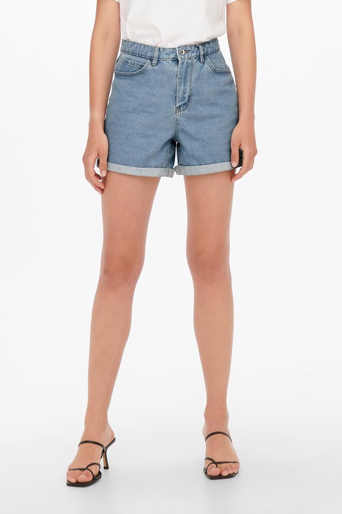 Only, Дънков къс панталон Vega с висока талия, Син меланж