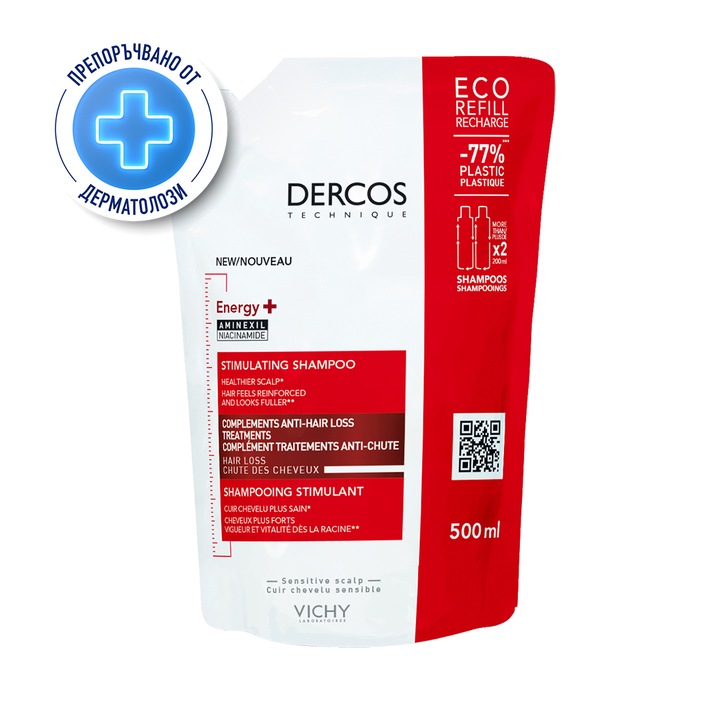 Шампоан Vichy Dercos Energy, допълваща терапия против косопад, 500 ml