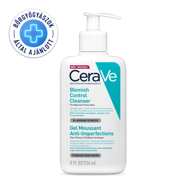 CeraVe tökéletlenség elleni habzó tisztító gél szalicilsavval zsíros, pattanásos bőrre, 236 ml