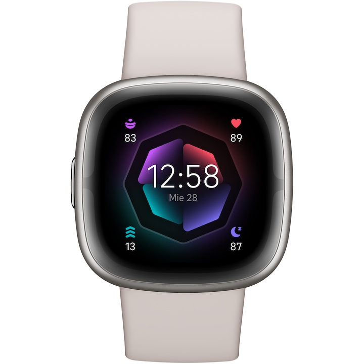 Часовник Smartwatch Fitbit Sense 2 Lunar White/Platinum Aluminum