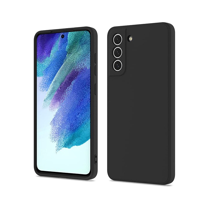 Силиконов калъф за Samsung Galaxy S21 FE, С микрофибър отвътре, Черен
