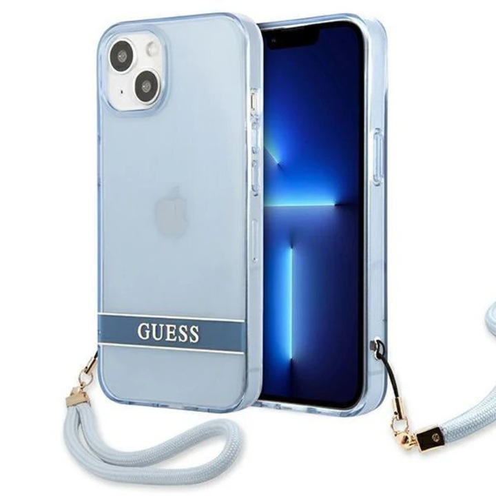 Guess GUBKP13S4GDGR Custodia A Libro Per IPhone 13 Mini - Motivo A Righe Grigio, Portafoglio Con 3 Slot Per Carte E Chiusura Magnetica