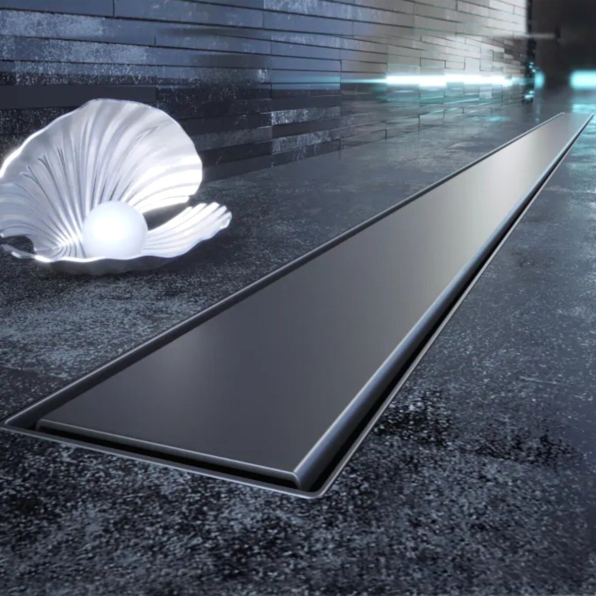 Rigola Dus, sifon Viega, Slim Black, dimensiune 70 cm, latime 3,2 cm ...