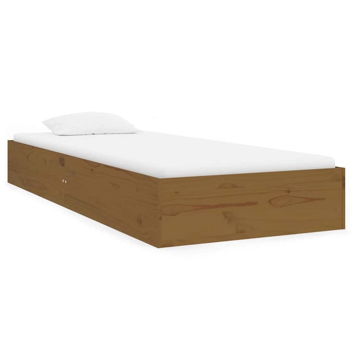 vidaXL Small Single mézbarna tömör fa ágykeret 75 x 190 cm, 13.15 kg