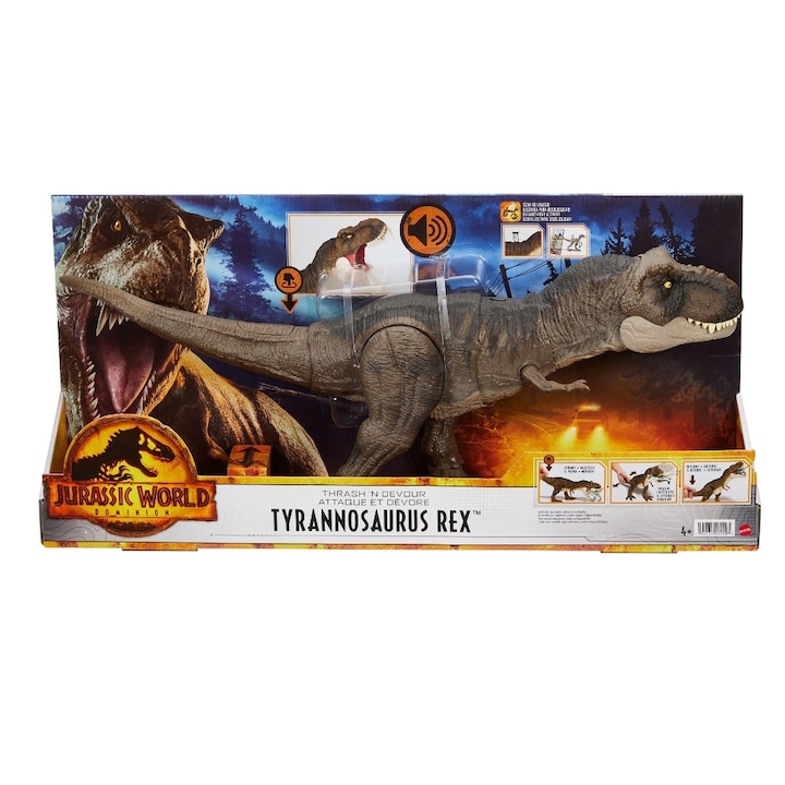 Figurina Jurassic World - Thrash N Devour, Dinozaur Tyrannosaurus Rex