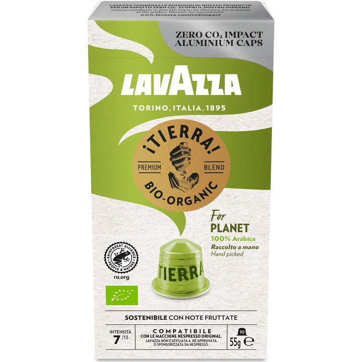 Кафе капсули Lavazza Tierra Bio, Съвместимост с Nespresso, Алуминий, 10x5.7 гр