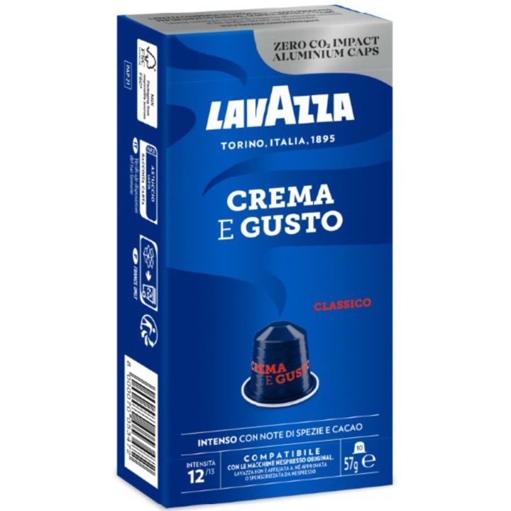 Cafea capsule Lavazza Crema & Gusto, compatibile Nespresso , aluminiu, 10x5,7g