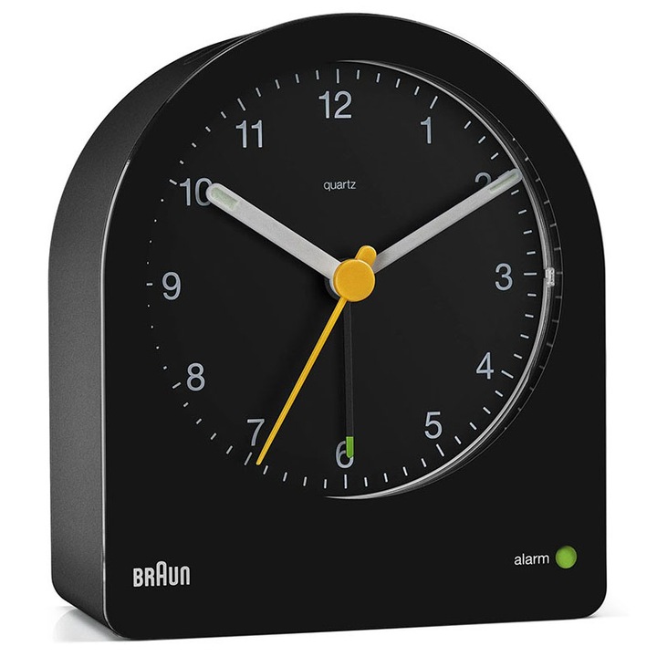 Ceas cu alarma analog, Braun, BB189399/1, Plastic, 7 x 8 x 4 cm, Iluminare de fundal, Snooze, Negru