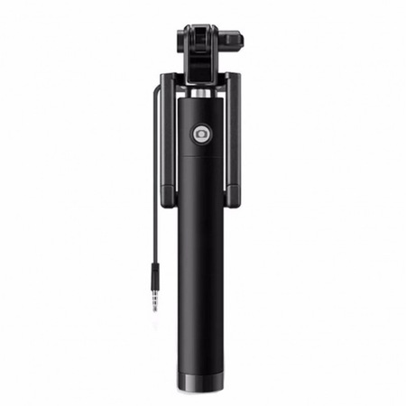 Селфи стик за телефон с AUX кабел, Selfie stick, Черен - eMAG.bg