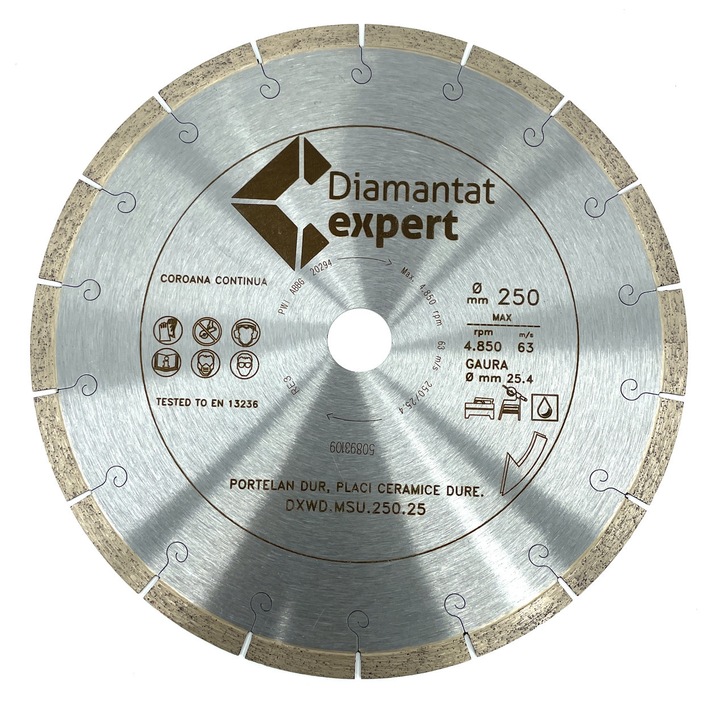 Disc pentru portelan dur, placi ceramice dure 250x25.4mm, Ultra Premium, DiamantatExpert - DXWD.MSU.250.25