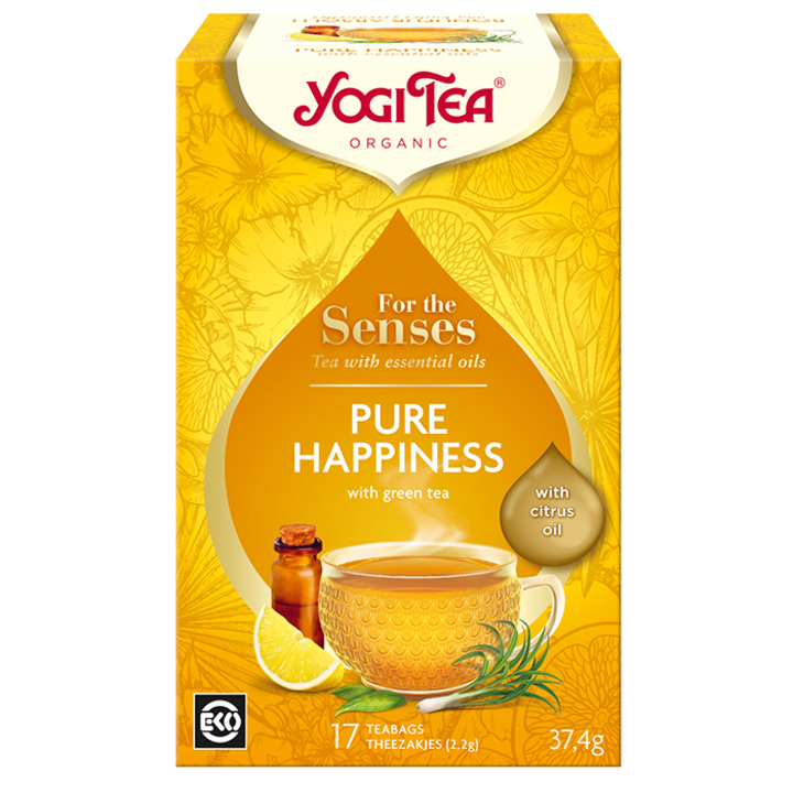 Tea illóolajjal, Pure Happiness, Yogi Tea, Bio, 17 tasak, 37,4 g