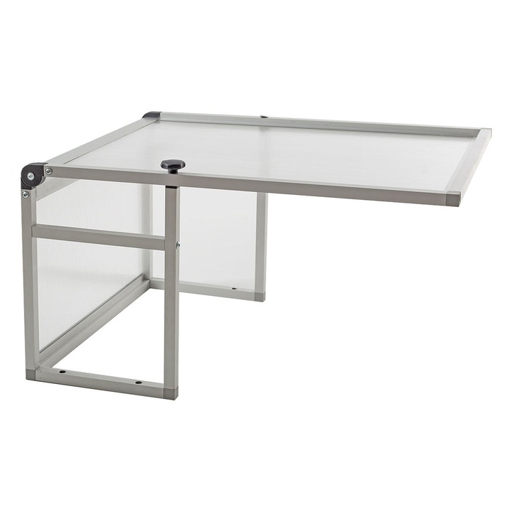 Garaj masina de tuns iarba, PreGaRo, Plastic/Aluminiu, 42 x 59 x 77 cm, Gri/Transparent
