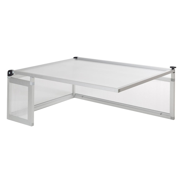 Garaj masina de tuns iarba, PreGaRo, Plastic/Aluminiu, 38 x 69 x 87 cm, Gri/Transparent