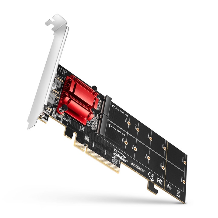 Адаптер Axagon PCEM2-ND, PCIE 3.0 8X към 2X NVME M.2