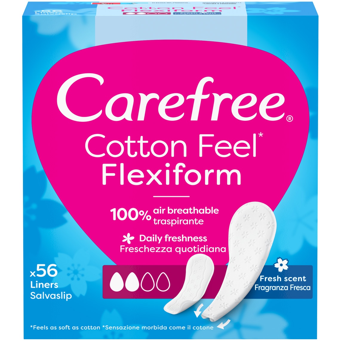 Absorbante zilnice Carefree Panty Liners Flexiform 56'S - eMAG.ro