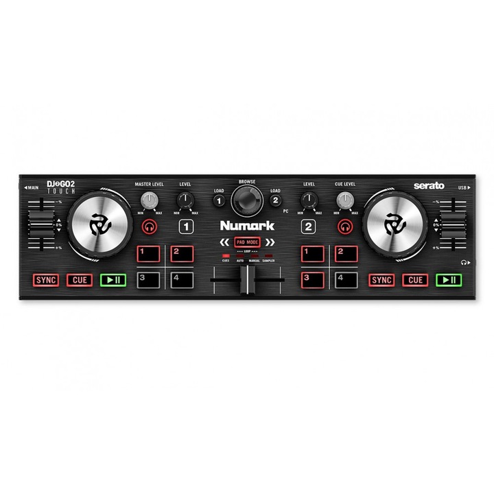 Numark DJ2GO2 Touch - DJ kontroller, 2 ch, mobil, Serato DJ Lite, laptop szélesség, touch jog