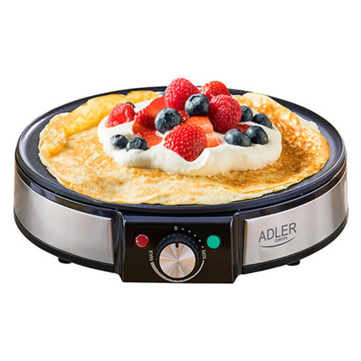 Aparat Clatite, Adler, AD3058, Placa Antiaderenta, Temperatura Reglabila, Carcasa Inox, Picioare Cauciuc, Dimensiuni 7.2x33x30.5 cm