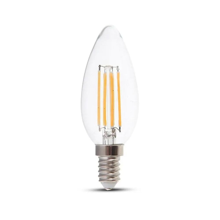 V-TAC 6W E14 LED крушка тип свещ с естествена бяла жичка - SKU 7424