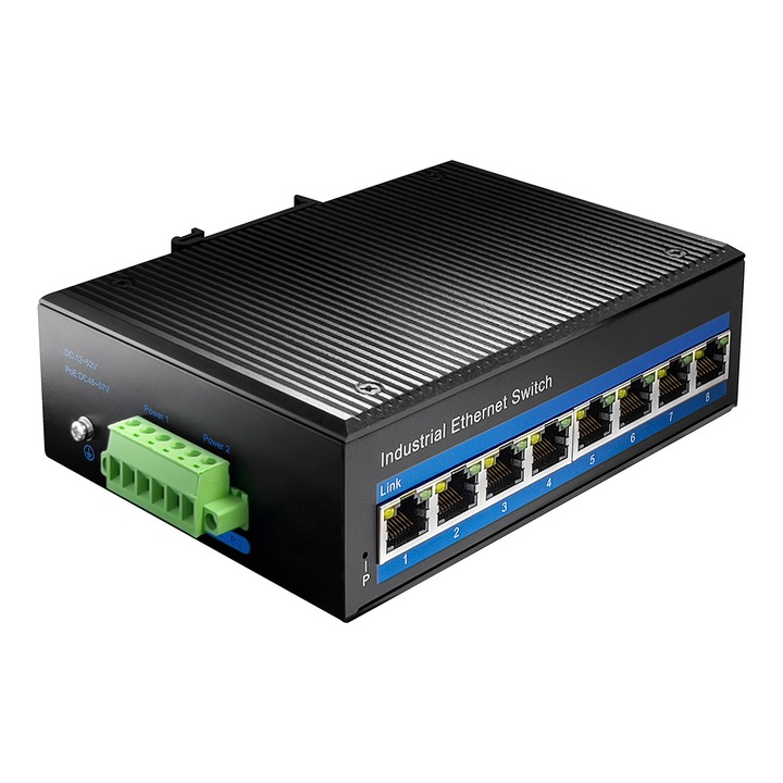 Comutator industrial Cudy IG1008P PoE+ cu 8 porturi 10/100/1000M, 65W