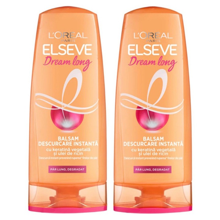 Set Balsam L'Oreal Paris Dream Long Descurcare Instanta pentru Par Lung, Deteriorat, 2 x 200 ml