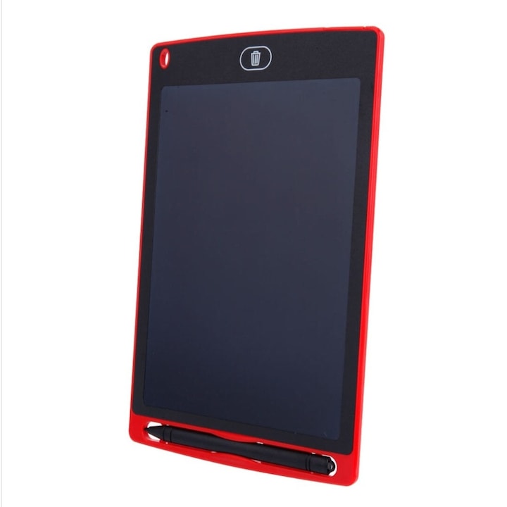 Електронен LCD таблет за деца 10", Бутон за писане и изтриване на рисунки, червен, 27 см, + 3 години