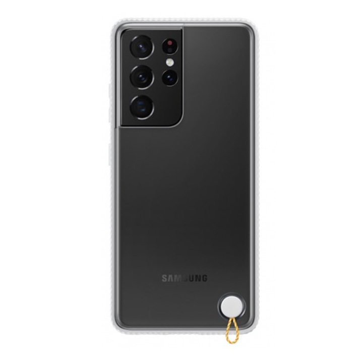 Силиконов протектор за телефон Samsung Galaxy S21 Ultra (Sm-G998) 5G (прозрачен гръб, удароустойчива рамка) бял
