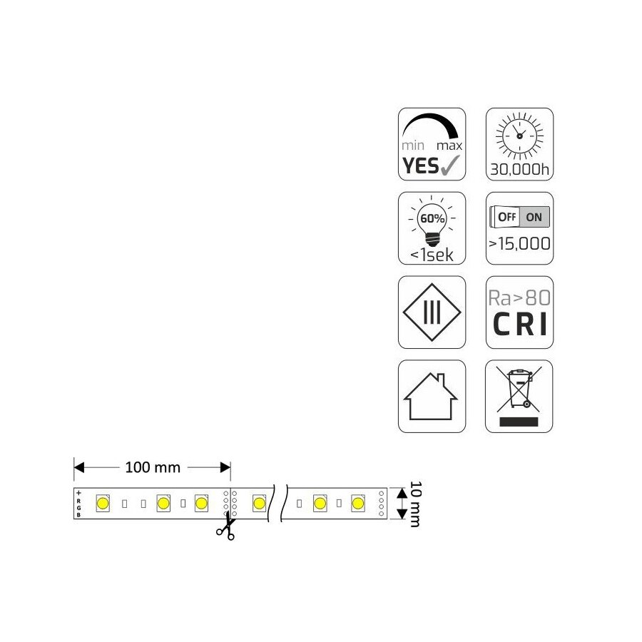 LED лента DesignLight, 12V DC, 5050, LED/5m, IP45, 30W, 10mm, RGB - eMAG.bg