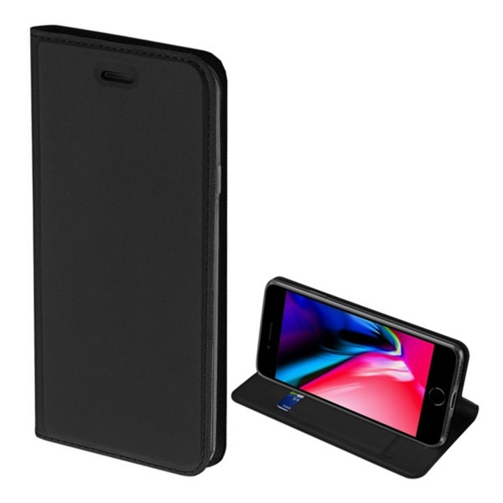 Apple iPhone 7 / 8 / Se (2020) / Se (2022) Dux Ducis Skin Pro Tok Álló, Bőr Hatású (Flip, Oldalra Nyíló, Bankkártya Tartó, Asztali Tartó Funkció) Fekete