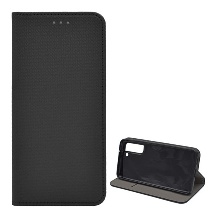 Samsung Galaxy S21 Fe (Sm-G990) Tok Álló, Bőr Hatású (Flip, Oldalra Nyíló, Asztali Tartó Funkció, Rombusz Minta) Fekete