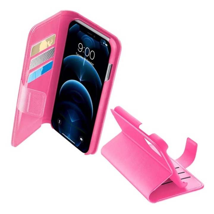 Apple iPhone 12 / 12 Pro Cellularline Book Agenda Tok Álló, Bőr Hatású (Flip, Oldalra Nyíló, Asztali Tartó Funkció, Rfid Védelem) Rózsaszín