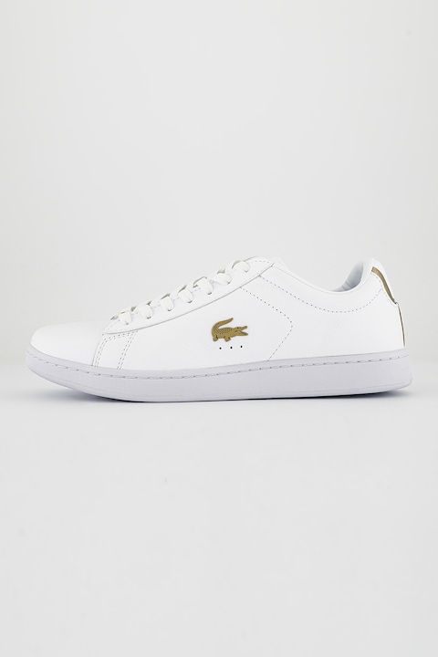 Lacoste, Спортни обувки с кожа, еко кожа и лого, Бял