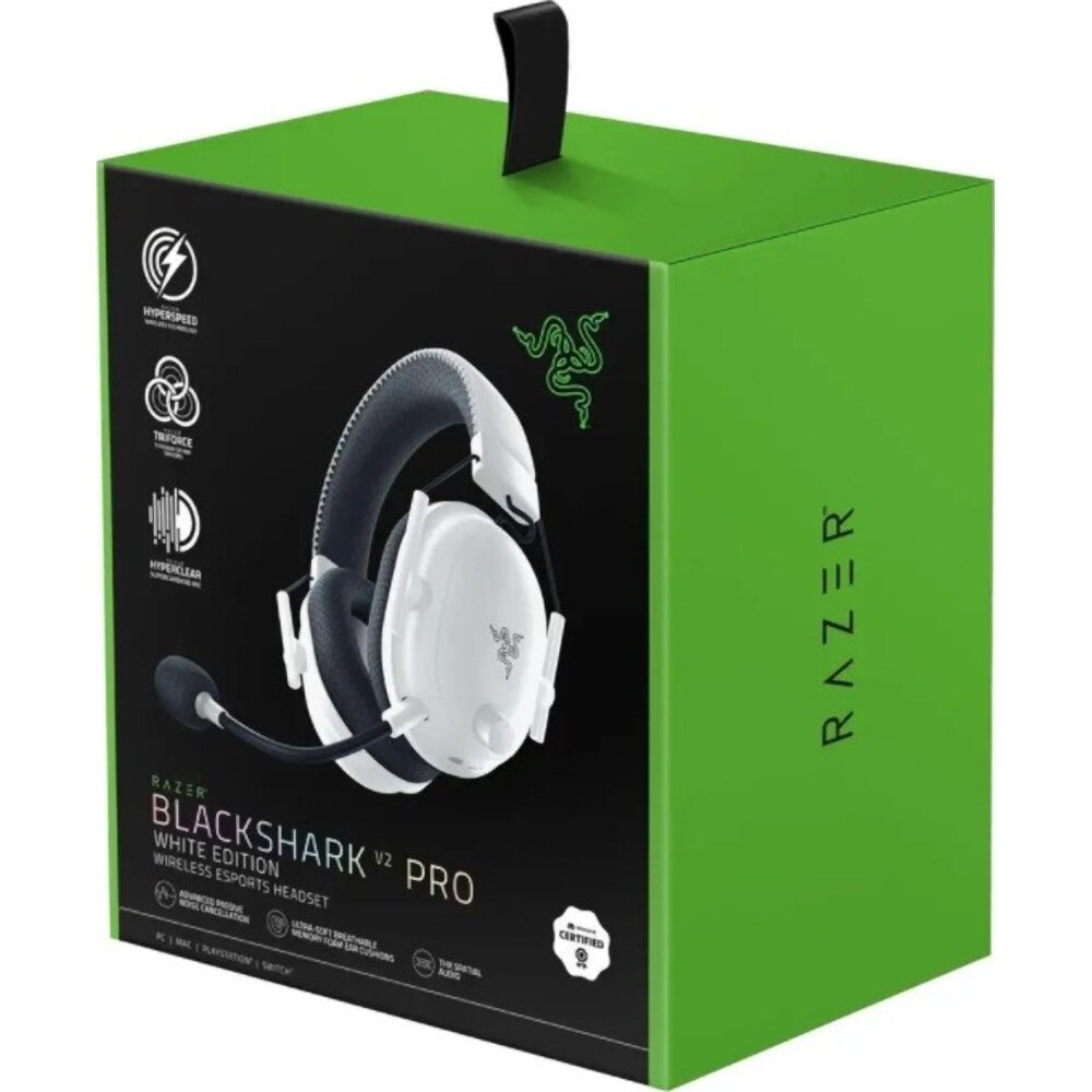 Casti gaming cu microfon Razer BlackShark V2 Pro, Wireless, Advanced passive noise cancellation, THX Spatial Audio, Alb